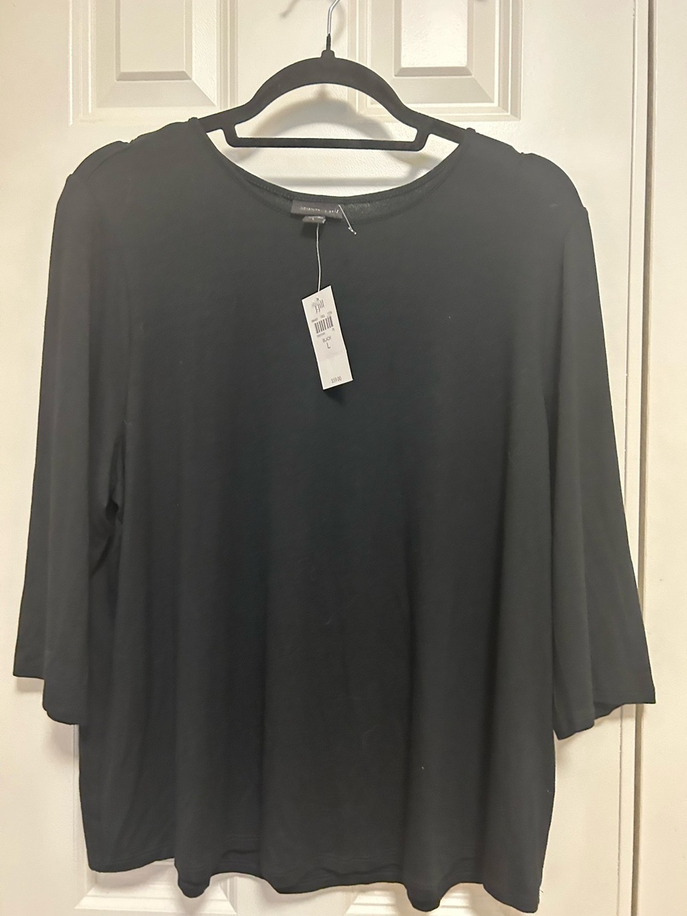 J Jill black top, three quarter sleeve